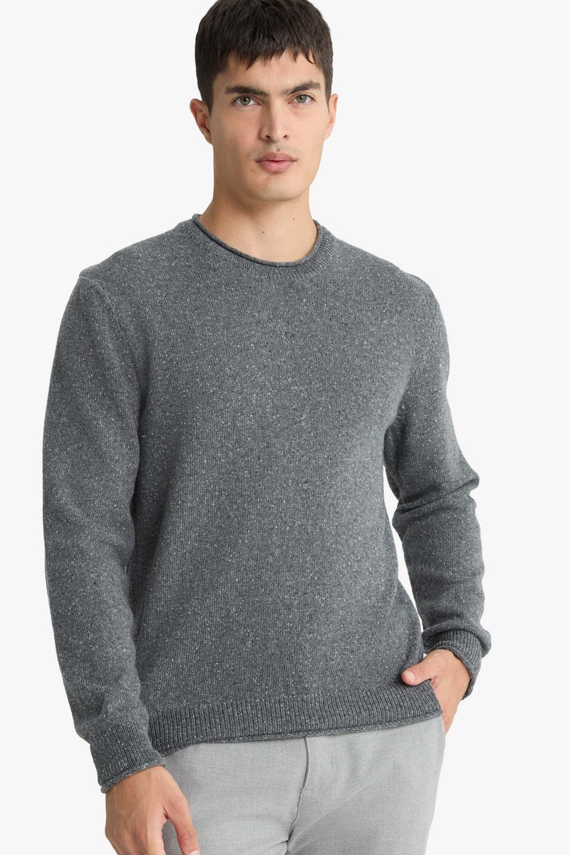 DeFacto Grey Man Standard Fit Crew Neck Knitwear Pullover Casual - Image 4